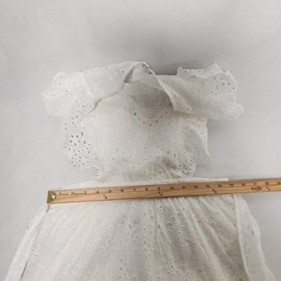 THE IMPECCABLE PIG Cut it Out Romantic White Eyelet Mini Dress Size L LIKE NEW! - Picture 13 of 16